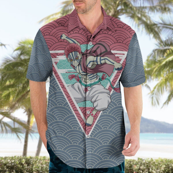 Chemise hawaïenne Akaza - Demon Slayer - motif japonais - Maison Otaku – Image 3