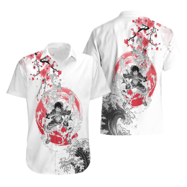 Chemise hawaïenne Luffy – One Piece – peinture Sumi-e - Maison Otaku – Image 3