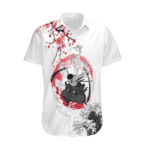 Chemise hawaïenne Roronoa Zoro – One Piece – peinture Sumi-e - Maison Otaku