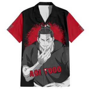 Chemise hawaïenne Aoi Todo – Noir & Blanc - Maison Otaku