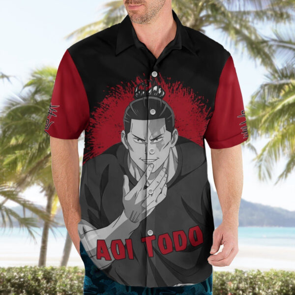 Chemise hawaïenne Aoi Todo – Noir & Blanc - Maison Otaku – Image 3