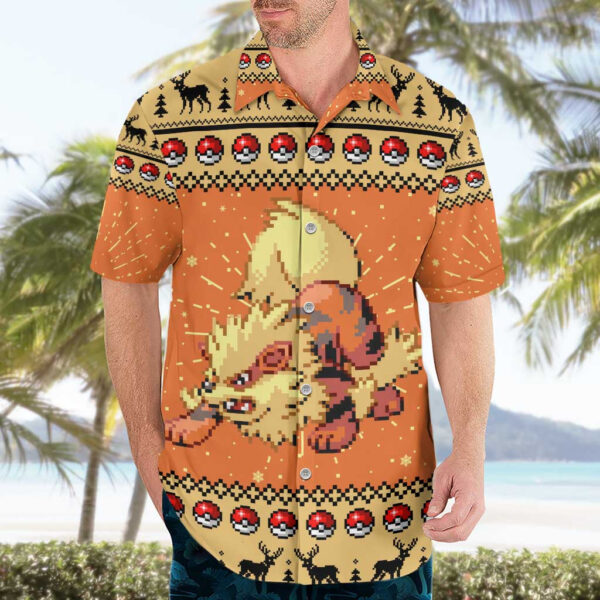 Chemise hawaïenne Arcanin Noël Pixel – Pokémon - Maison Otaku – Image 3
