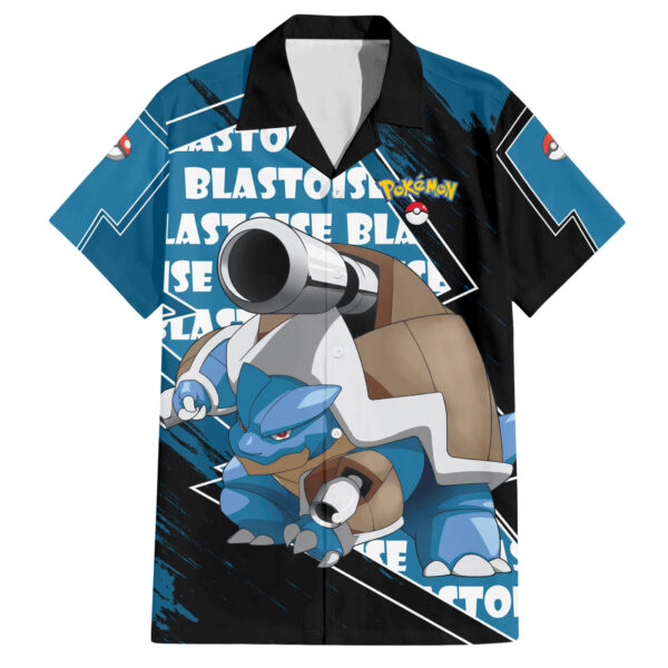 Chemise hawaïenne Tortank – Pokémon (motif grunge) - Maison Otaku