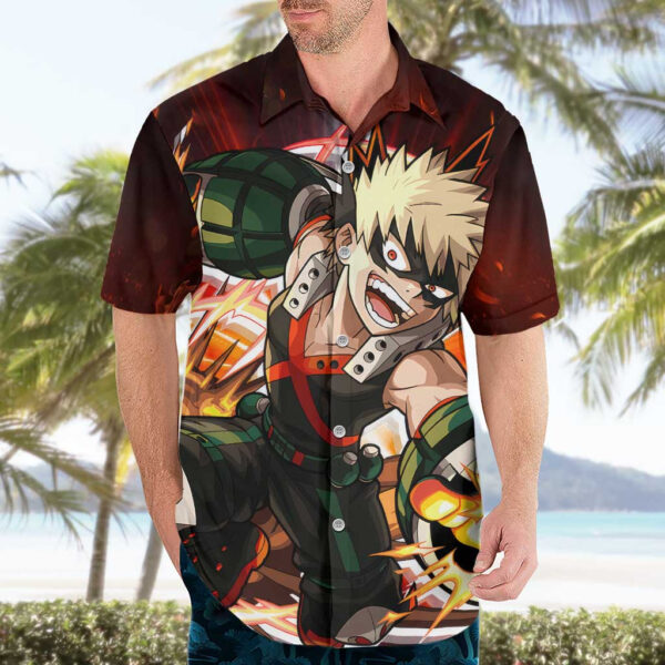 Chemise hawaïenne Bakugo en feu – My Hero Academia - Maison Otaku – Image 3