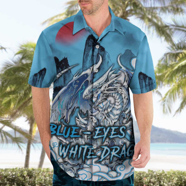 Chemise hawaïenne Dragon Blanc aux Yeux Bleus – Yu-Gi-Oh! (art japonais) - Maison Otaku – Image 3