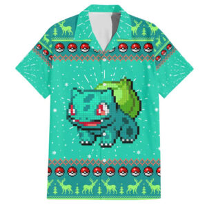 Chemise hawaïenne Bulbizarre Pokémon Pixel Noël - Maison Otaku