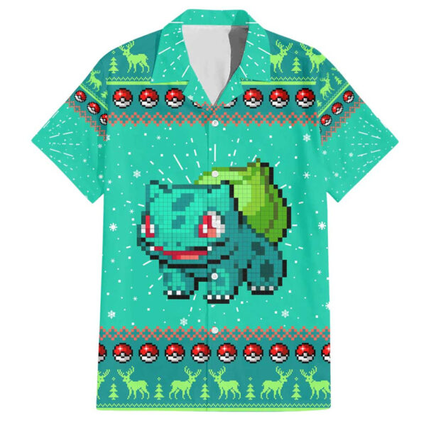 Chemise hawaïenne Bulbizarre Pokémon Pixel Noël - Maison Otaku