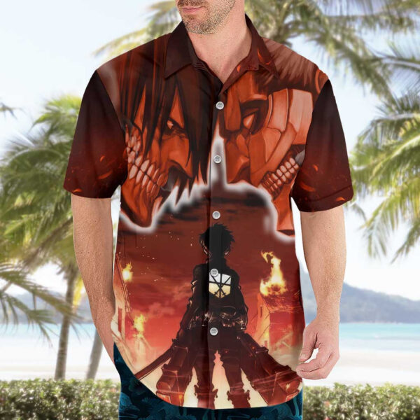 Chemise hawaïenne Attaque des Titans Incendiaire - Maison Otaku – Image 3