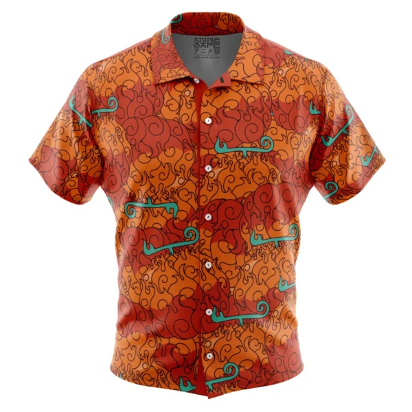 Chemise hawaïenne Mera Mera no Mi Luffy Fruit du Démon One Piece - Maison Otaku