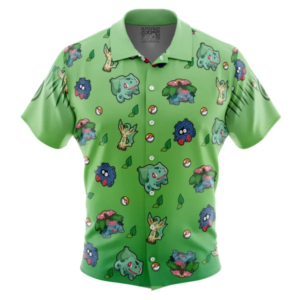 Chemise hawaïenne Motif Type Plante Pokémon - Maison Otaku