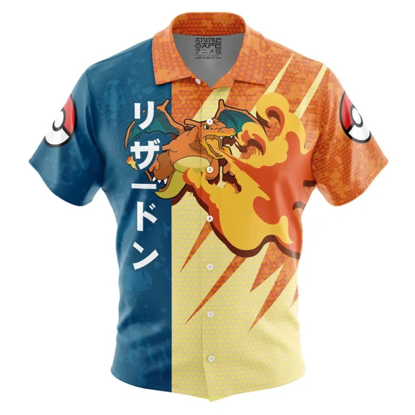 Chemise hawaïenne Attaque Dracaufeu Pokémon - Maison Otaku