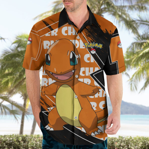 Chemise hawaïenne Salamèche Pokémon Style Sombre - Maison Otaku – Image 3