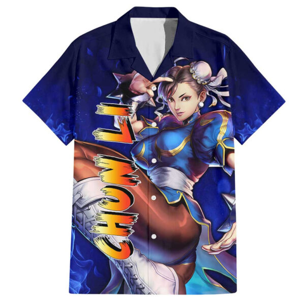 Chemise hawaïenne Chun-Li Street Fighter style manga - Maison Otaku
