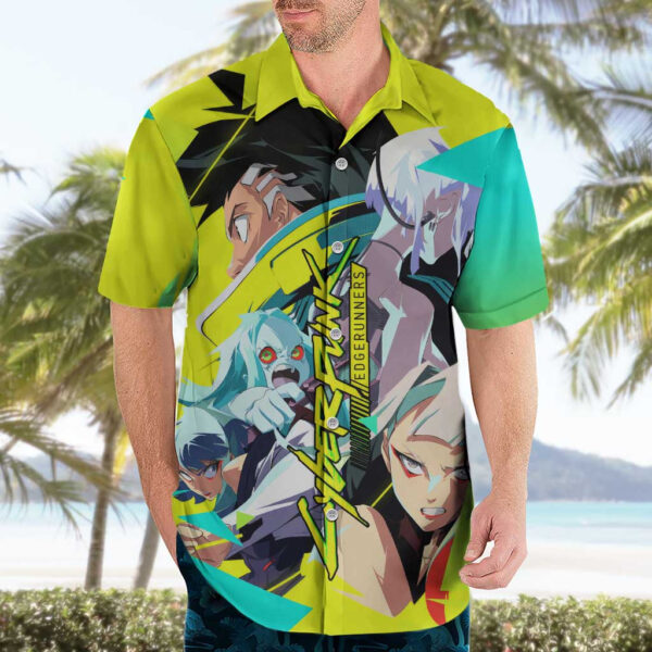 Chemise hawaïenne David, Lucy et Rebecca Cyberpunk Edgerunners - Maison Otaku – Image 3