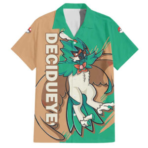 Chemise hawaïenne Décidueye Pokémon style animé - Maison Otaku