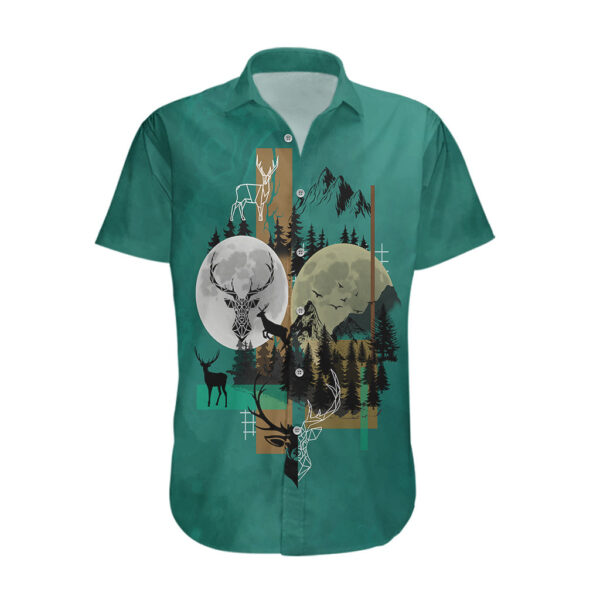 Chemise hawaïenne Chasse au cerf forêt verte - Maison Otaku