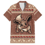 Chemise hawaïenne Évoli Noël pixel – Maison Otaku