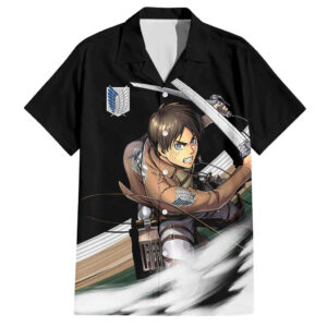 Chemise hawaïenne Eren Jäger L’Attaque des Titans anime - Maison Otaku