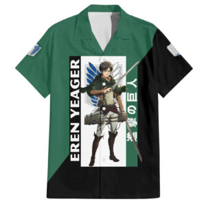 Chemise hawaïenne Eren Jäger L’Attaque des Titans manga - Maison Otaku
