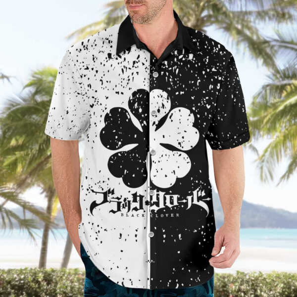 Chemise hawaïenne Trèfle à cinq feuilles Black Clover style grunge - Maison Otaku – Image 3