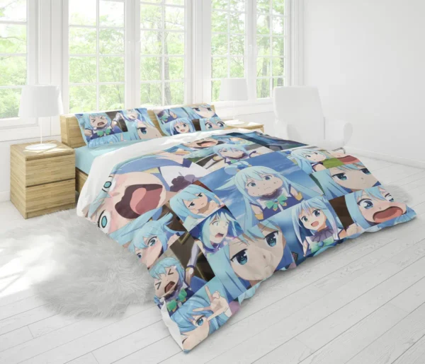 Housse De Couette Aqua Visage Drôle Konosuba Parure de lit Ensemble De Literie – Image 2