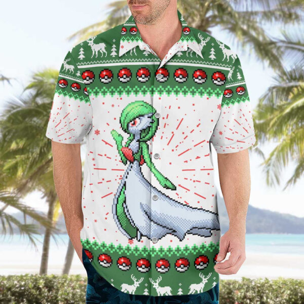 Chemise hawaïenne Gardevoir Pokémon motif Noël pixel - Maison Otaku – Image 3