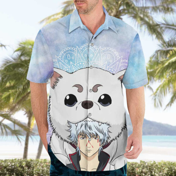 Chemise hawaïenne Gintoki et Sadaharu Gintama marbré - Maison Otaku – Image 3