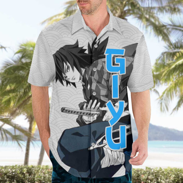 Chemise hawaïenne Giyu Demon Slayer style japonais - Maison Otaku – Image 3