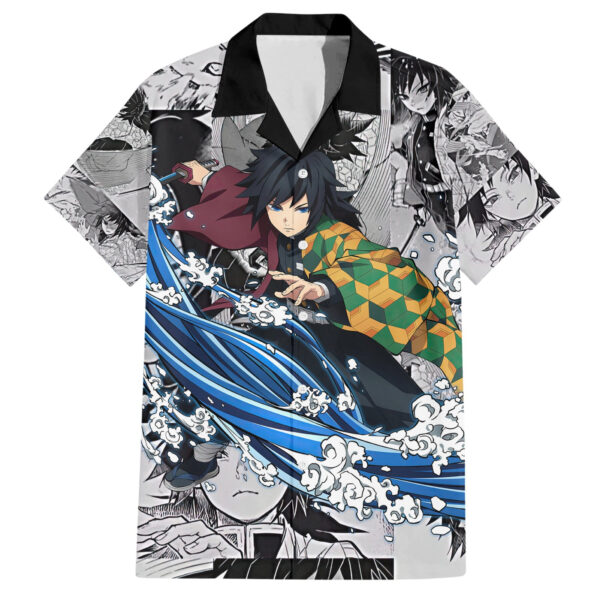 Chemise hawaïenne Giyu Tomioka Demon Slayer style manga mixé - Maison Otaku
