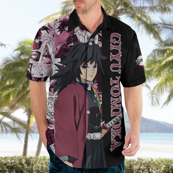Chemise hawaïenne Giyu Tomioka Demon Slayer style manga - Maison Otaku – Image 3