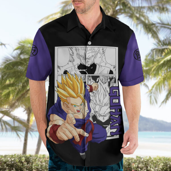 Chemise hawaïenne Gohan SSJ2 adulte Dragon Ball motif manga - Maison Otaku – Image 3