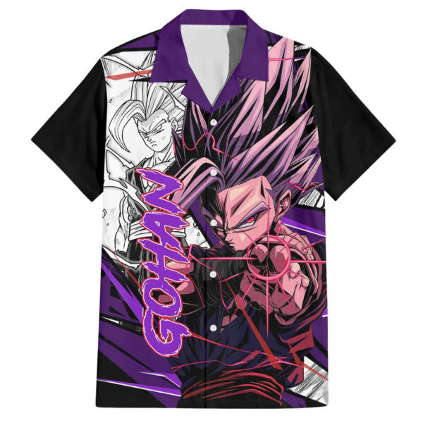 Chemise hawaïenne Gohan SSJ2 Dragon Ball motif manga - Maison Otaku