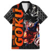 Chemise hawaïenne Goku Dragon Ball motif texte abstrait - Maison Otaku