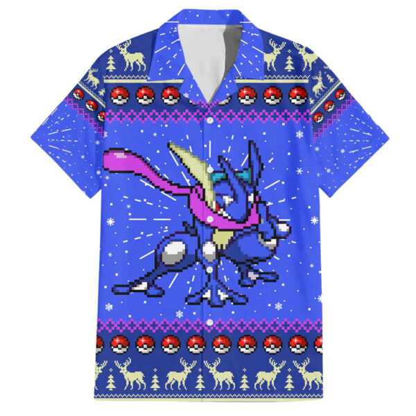 Chemise hawaïenne Greninja Pokémon Noël pixel - Maison Otaku