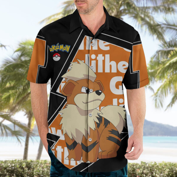 Chemise hawaïenne Growlithe style éclair Anime - Maison Otaku – Image 3