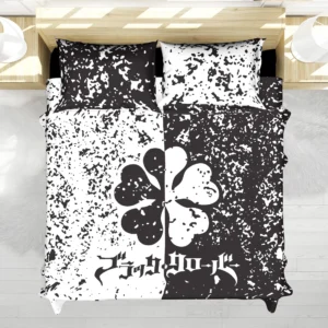 Housse De Couette Black Clover Trèfle à 5 feuilles Parure de lit Ensemble De Literie