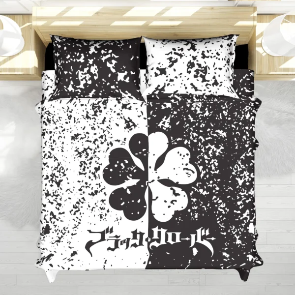Housse De Couette Black Clover Trèfle à 5 feuilles Parure de lit Ensemble De Literie