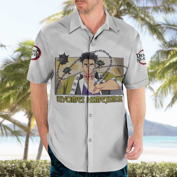 Chemise hawaïenne Gyomei Himejima Demon Slayer Anime - Maison Otaku – Image 3