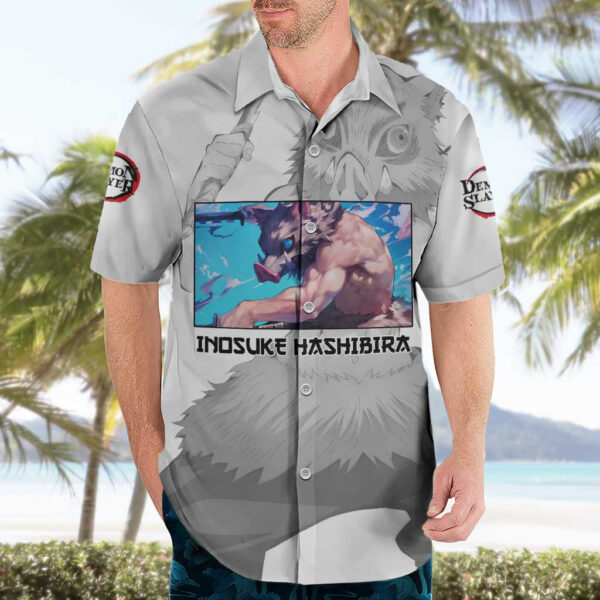 Chemise hawaïenne Inosuke Hashibira Demon Slayer Anime - Maison Otaku – Image 3