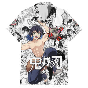 Chemise hawaïenne collage manga Inosuke Demon Slayer - Maison Otaku