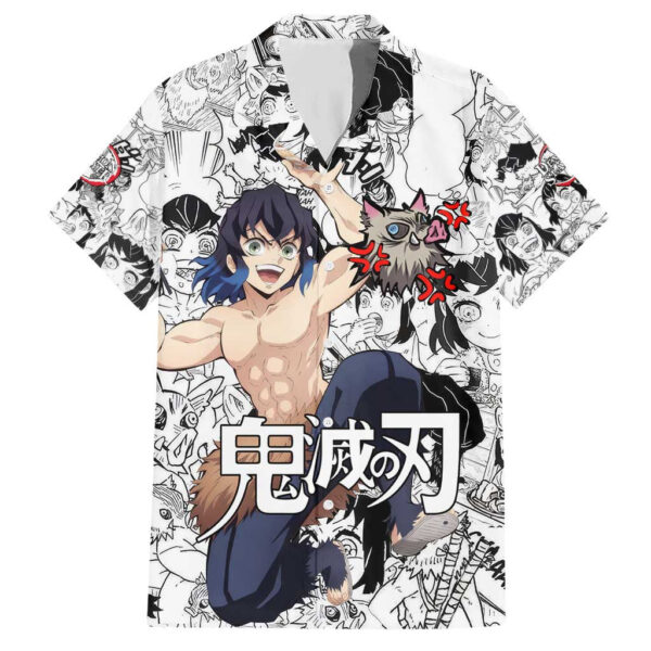 Chemise hawaïenne collage manga Inosuke Demon Slayer - Maison Otaku