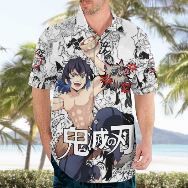 Chemise hawaïenne collage manga Inosuke Demon Slayer - Maison Otaku – Image 3
