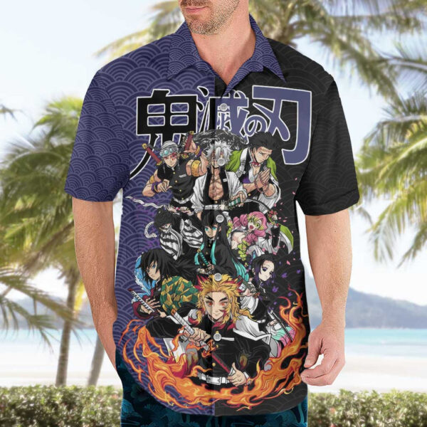 Chemise hawaïenne équipe des Piliers Demon Slayer Anime - Maison Otaku – Image 3
