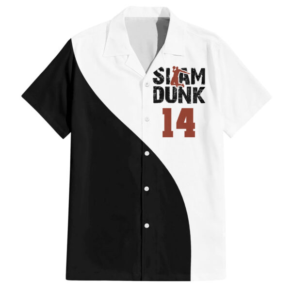 Chemise hawaïenne Hisashi Mitsui n°14 Slam Dunk Noir & Blanc Mix - Maison Otaku