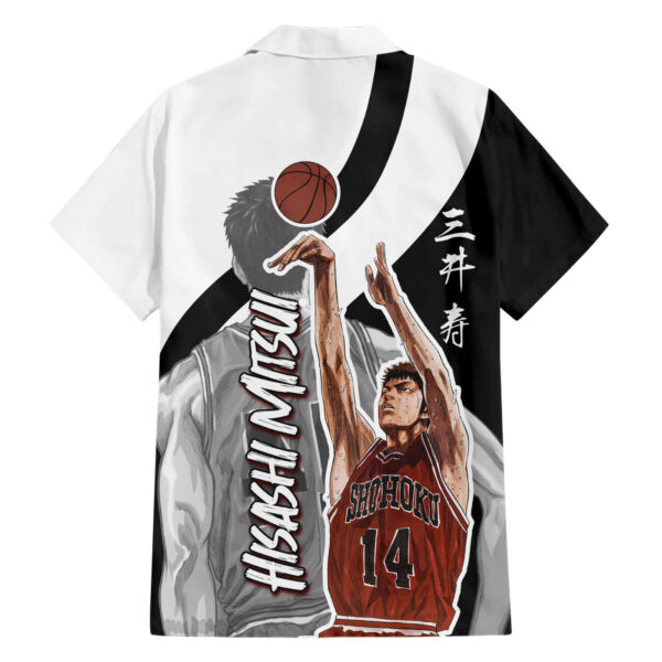 Chemise hawaïenne Hisashi Mitsui n°14 Slam Dunk Noir & Blanc Mix - Maison Otaku – Image 2