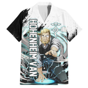 Chemise hawaïenne Hohenheim Van Fullmetal Alchemist motif grunge - Maison Otaku