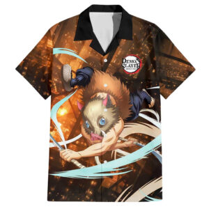 Chemise hawaïenne Inosuke château infini Demon Slayer Anime - Maison Otaku