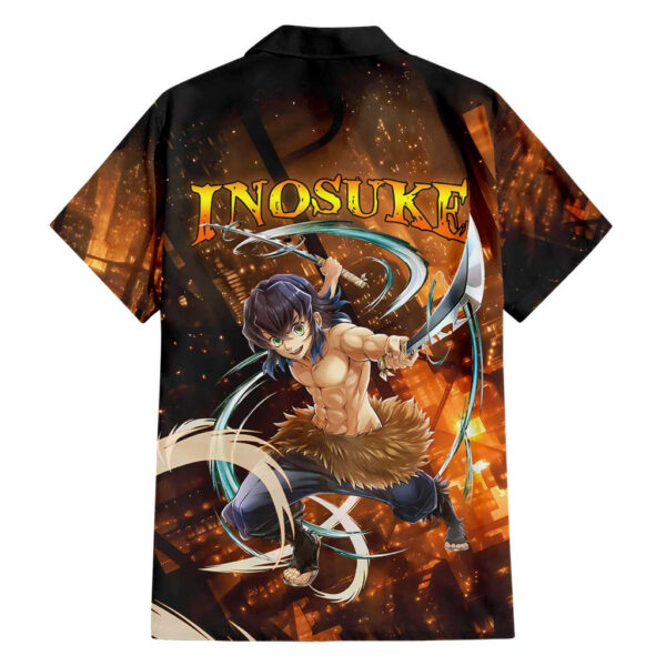 Chemise hawaïenne Inosuke château infini Demon Slayer Anime - Maison Otaku – Image 2