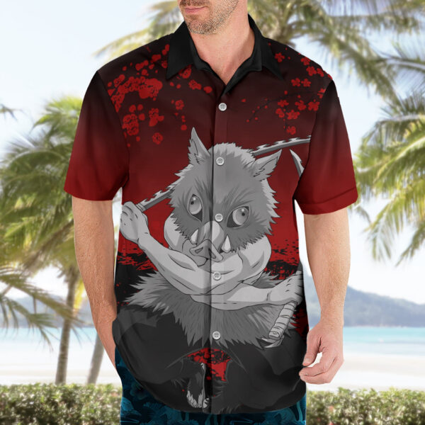 Chemise hawaïenne Inosuke art japonais Demon Slayer - Maison Otaku – Image 3