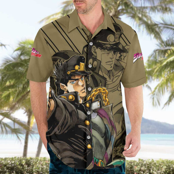 Chemise hawaïenne Jotaro Kujo JoJo’s Bizarre Adventure esquisse noire Mix - Maison Otaku – Image 3